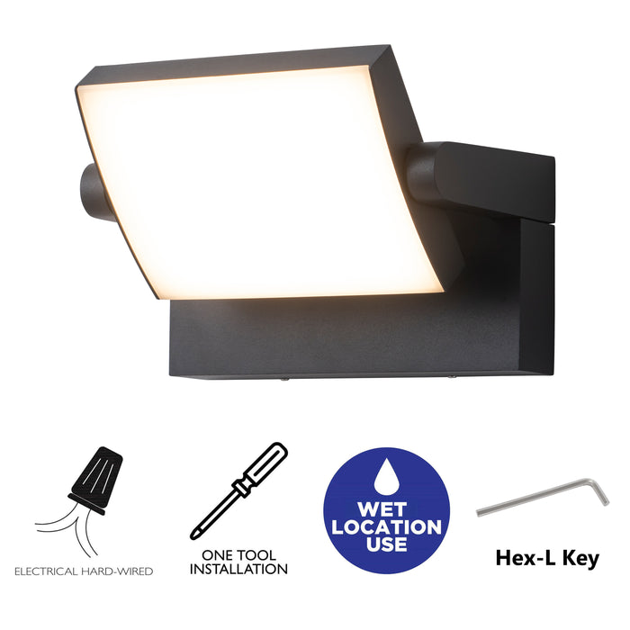 Black Aluminum LED Indoor Outdoor Wall Light with Rotatable Light Direction