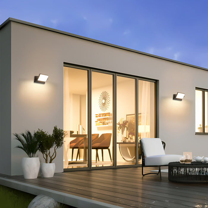 Black Aluminum LED Indoor Outdoor Wall Light with Rotatable Light Direction