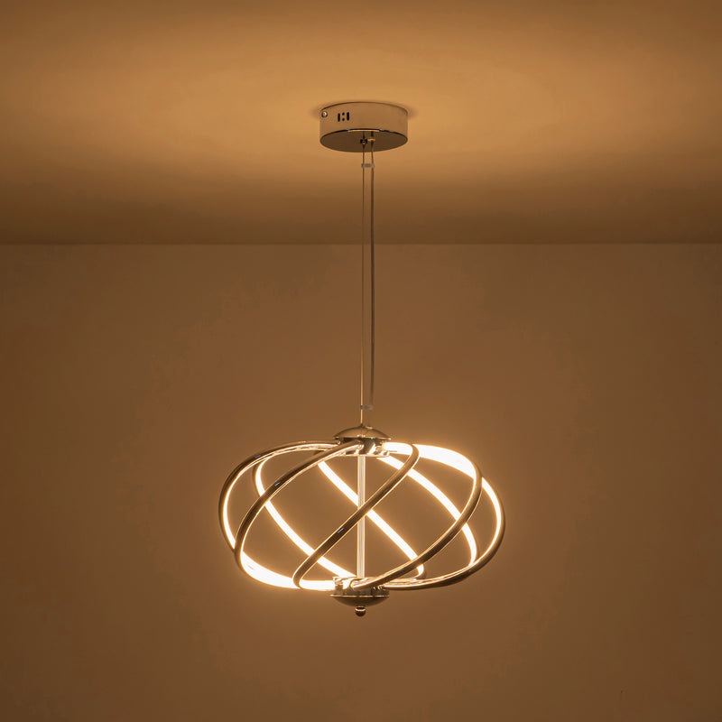 8-Light 19.25inch Chrome 3000K LED Chandelier Pendant Light