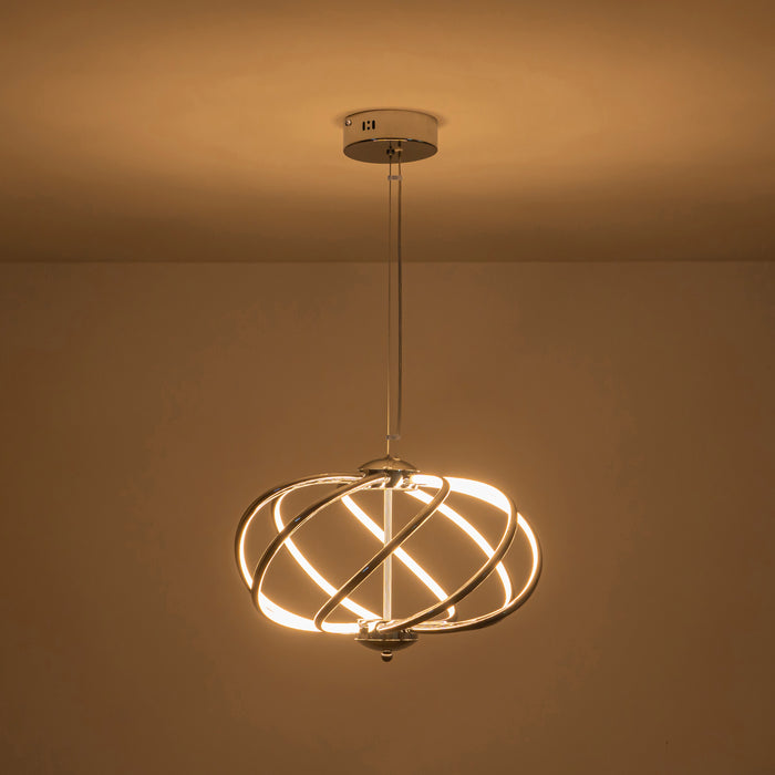 8-Light 19.25inch Chrome 3000K LED Chandelier Pendant Light
