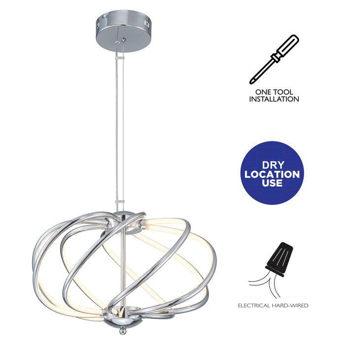 8-Light 19.25inch Chrome 3000K LED Chandelier Pendant Light