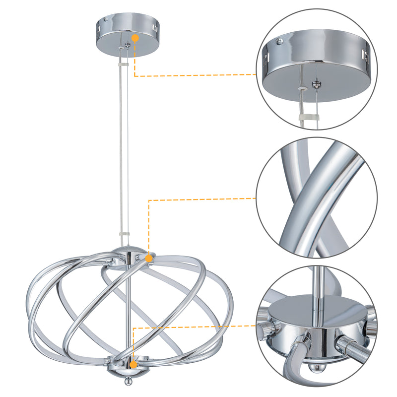 8-Light 19.25inch Chrome 3000K LED Chandelier Pendant Light