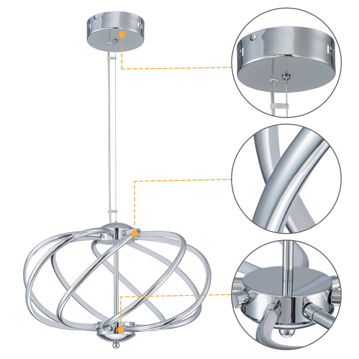 8-Light 19.25inch Chrome 3000K LED Chandelier Pendant Light