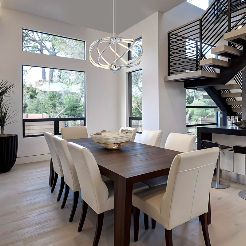 8-Light 19.25inch Chrome 3000K LED Chandelier Pendant Light