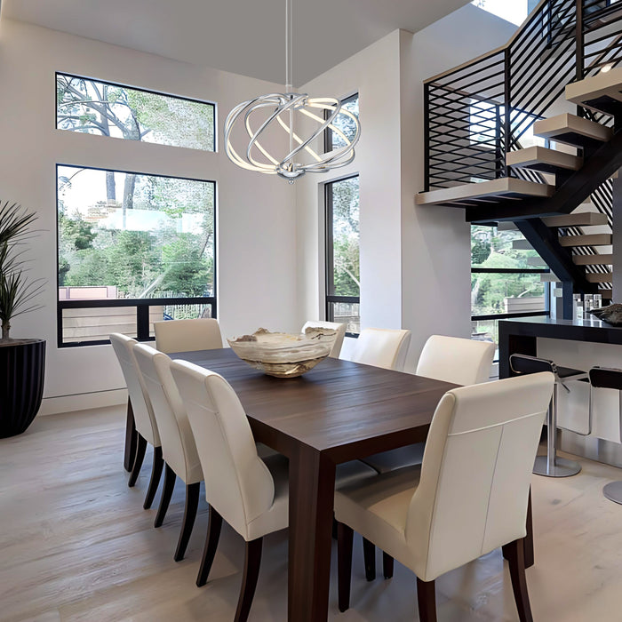 8-Light 19.25inch Chrome 3000K LED Chandelier Pendant Light