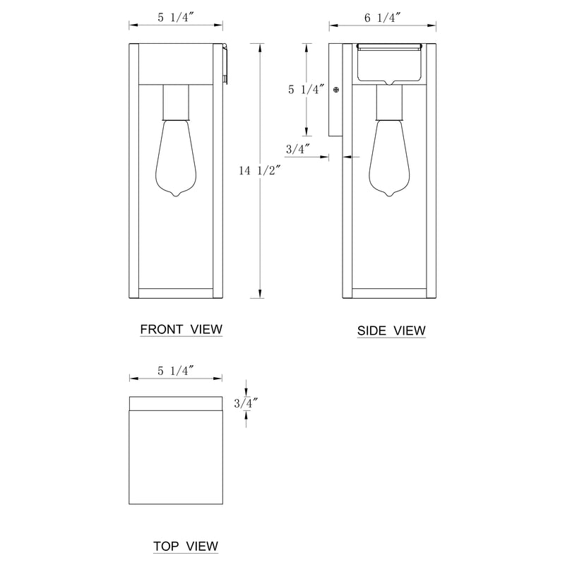 Black Outdoor Wall Lantern Sconce with GFCI Outlet