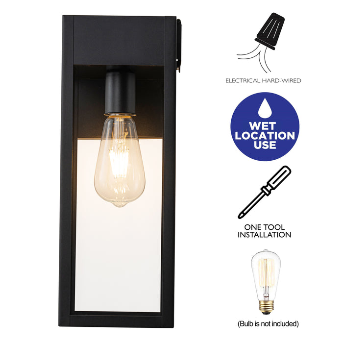 Black Outdoor Wall Lantern Sconce with GFCI Outlet