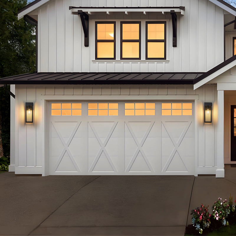Black Outdoor Wall Lantern Sconce with GFCI Outlet