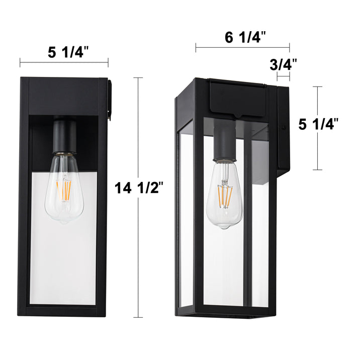 Black Outdoor Wall Lantern Sconce with GFCI Outlet