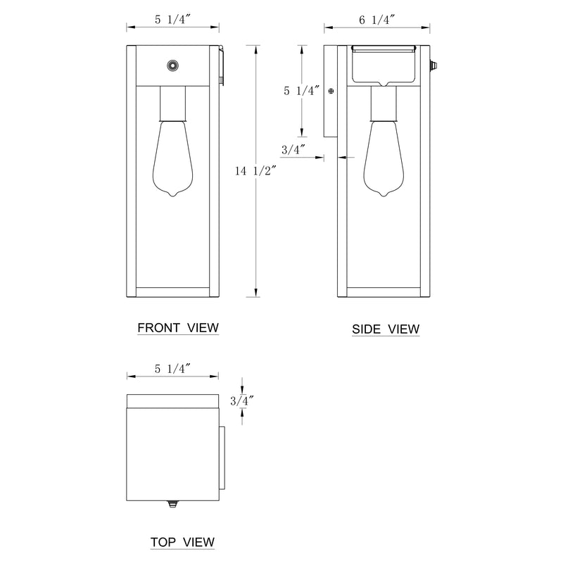 Black Dusk to Dawn Outdoor Wall Lantern Sconce with GFCI Outlet