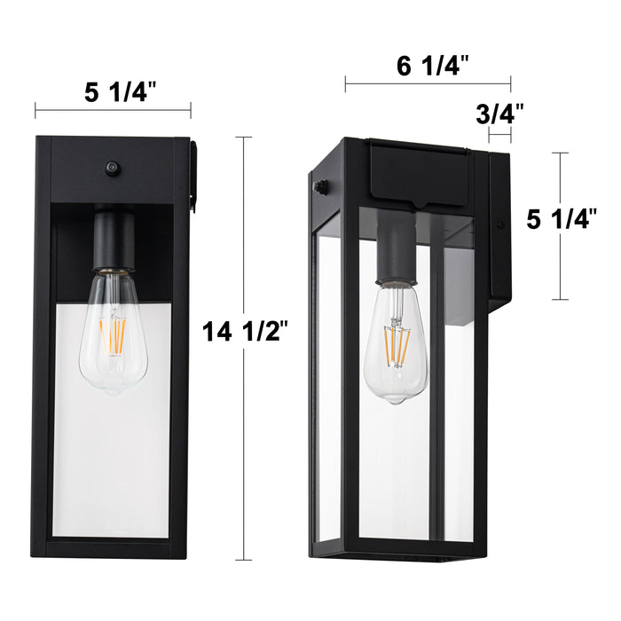Black Dusk to Dawn Outdoor Wall Lantern Sconce with GFCI Outlet