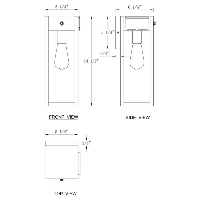 Black Dusk to Dawn Outdoor Wall Lantern Sconce with GFCI Outlet