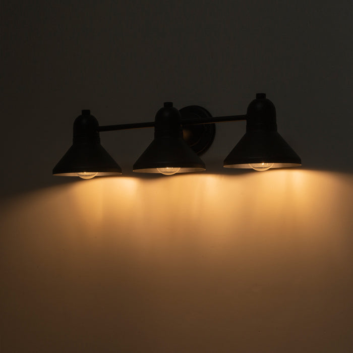 23.5 in. 3-Light Powder-coated Black Vanity Light Fixture