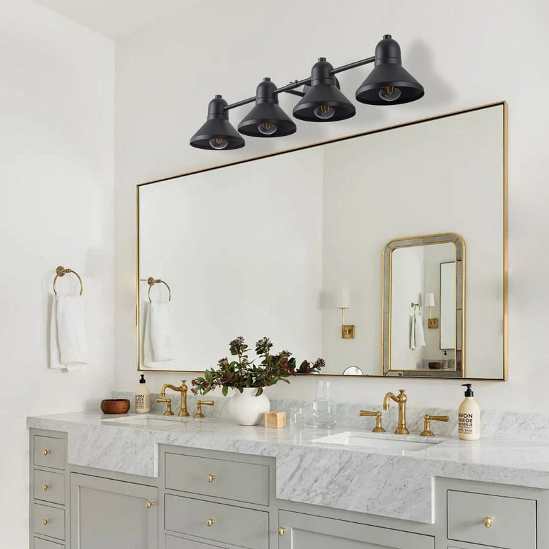 32 in. 4-Light Powder-coated Black Vanity Light Fixture