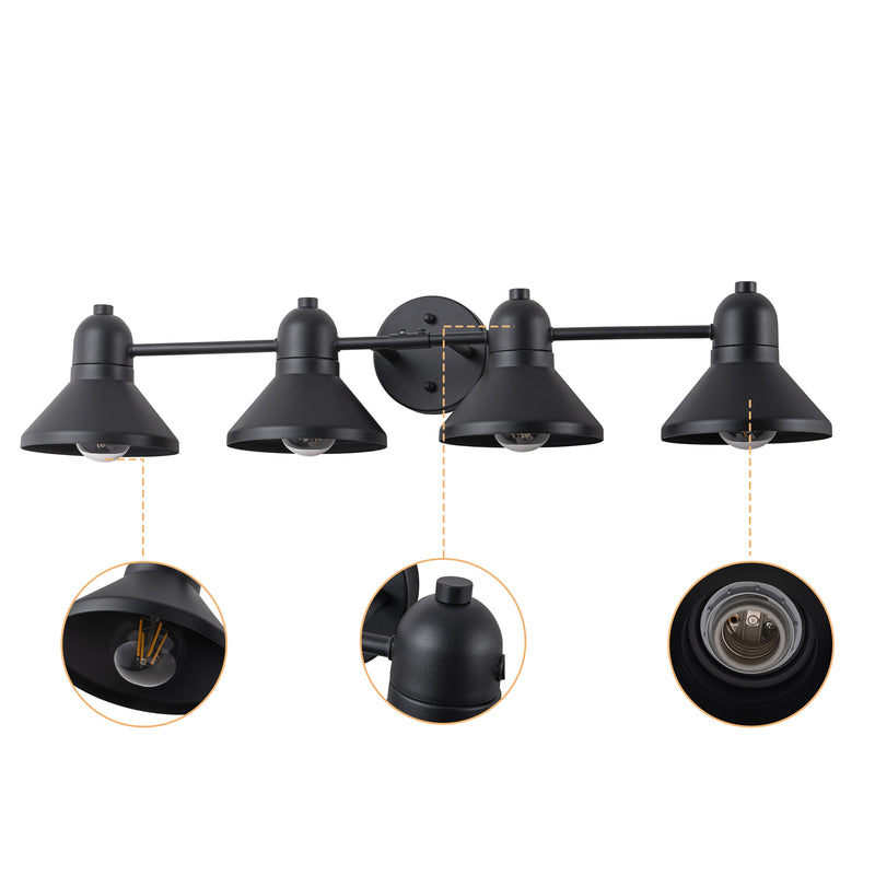 40.5 in. 5-Light Powder-coated Black Vanity Light Fixture