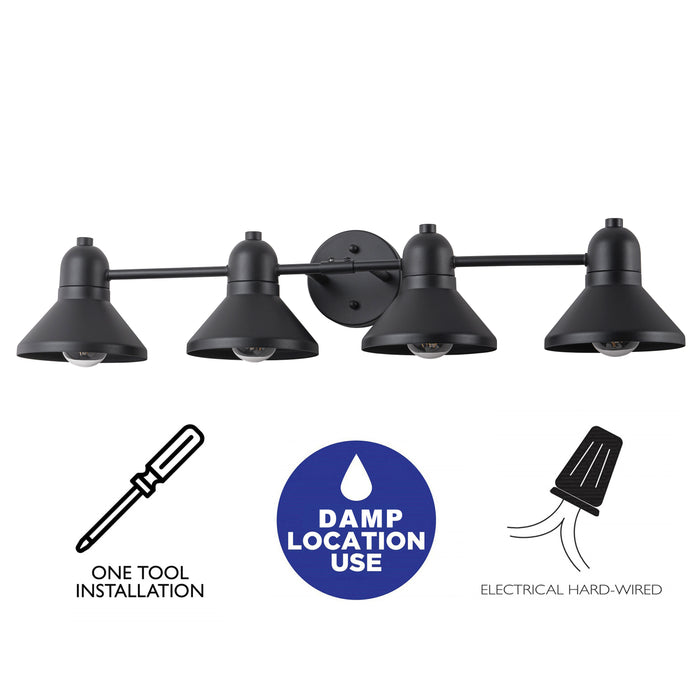 40.5 in. 5-Light Powder-coated Black Vanity Light Fixture