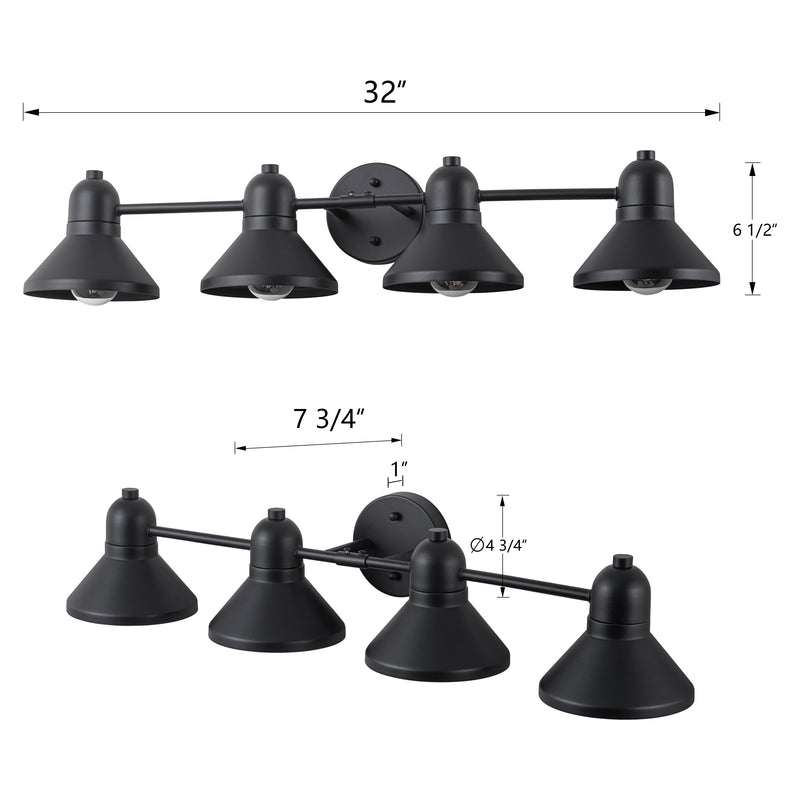 40.5 in. 5-Light Powder-coated Black Vanity Light Fixture