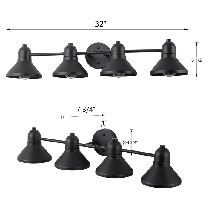 40.5 in. 5-Light Powder-coated Black Vanity Light Fixture