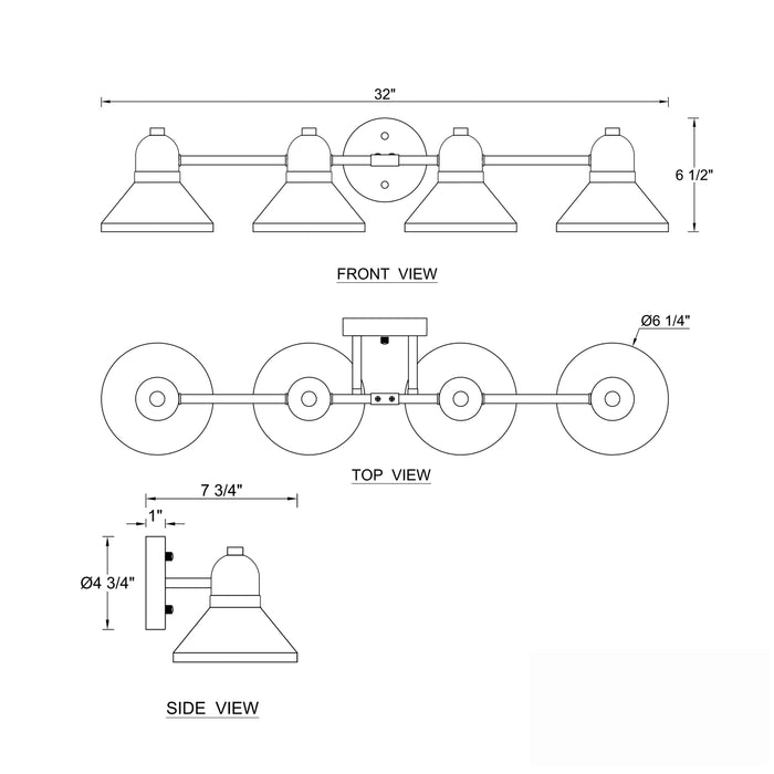 40.5 in. 5-Light Powder-coated Black Vanity Light Fixture