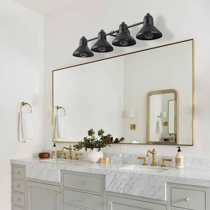 32 in. 4-Light Powder-coated Black Vanity Light Fixture