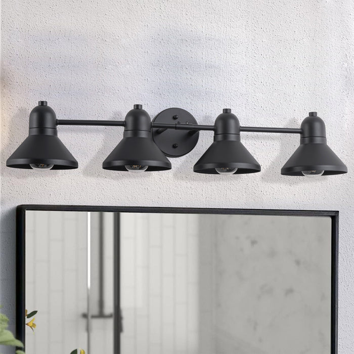 32 in. 4-Light Powder-coated Black Vanity Light Fixture