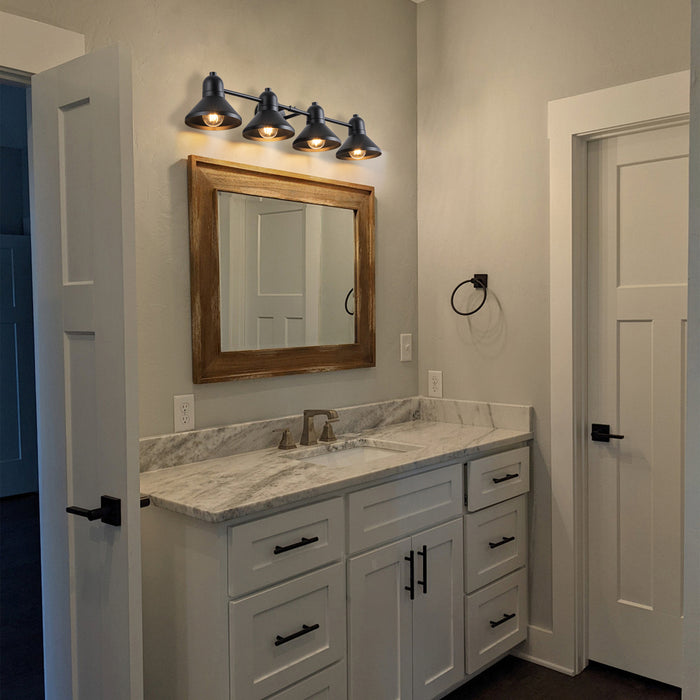 32 in. 4-Light Powder-coated Black Vanity Light Fixture