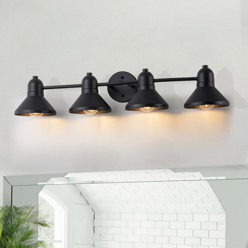 32 in. 4-Light Powder-coated Black Vanity Light Fixture