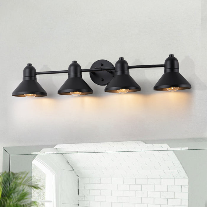 32 in. 4-Light Powder-coated Black Vanity Light Fixture