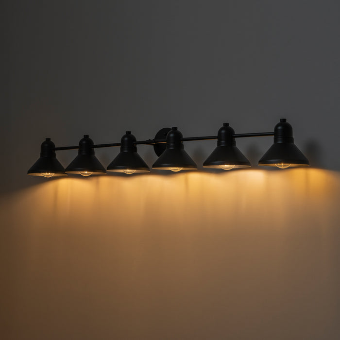 49 in. 6-Light Powder-coated Black Vanity Light Fixture