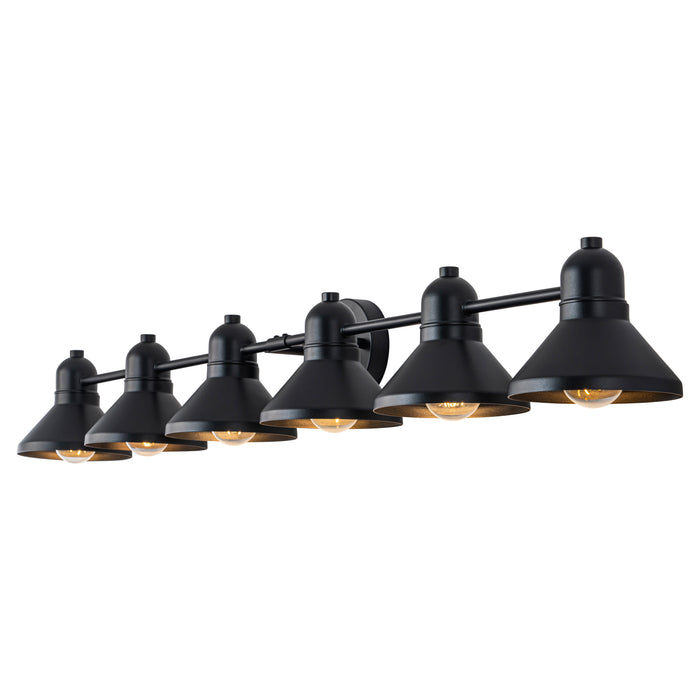 49 in. 6-Light Powder-coated Black Vanity Light Fixture