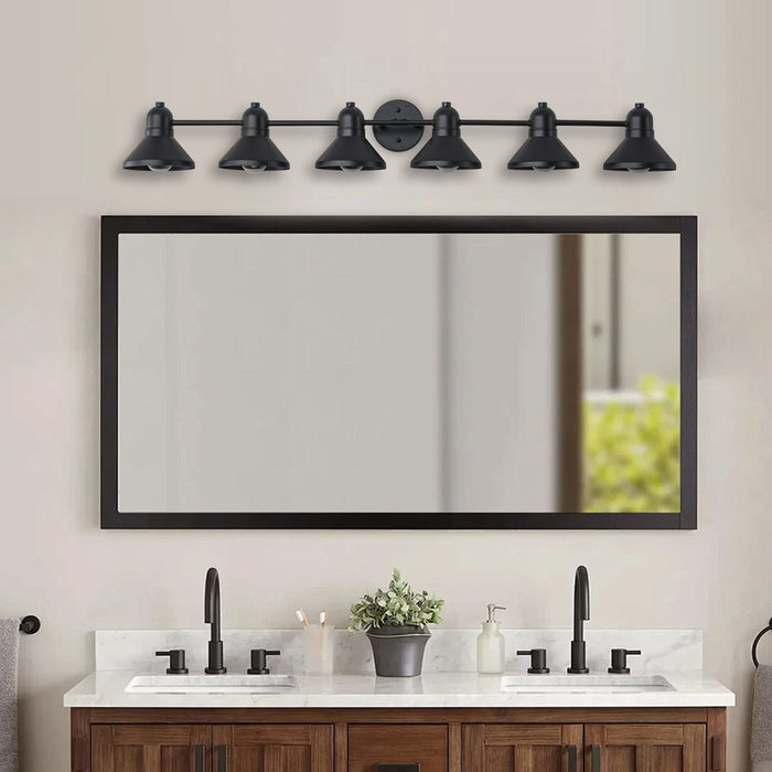 49 in. 6-Light Powder-coated Black Vanity Light Fixture