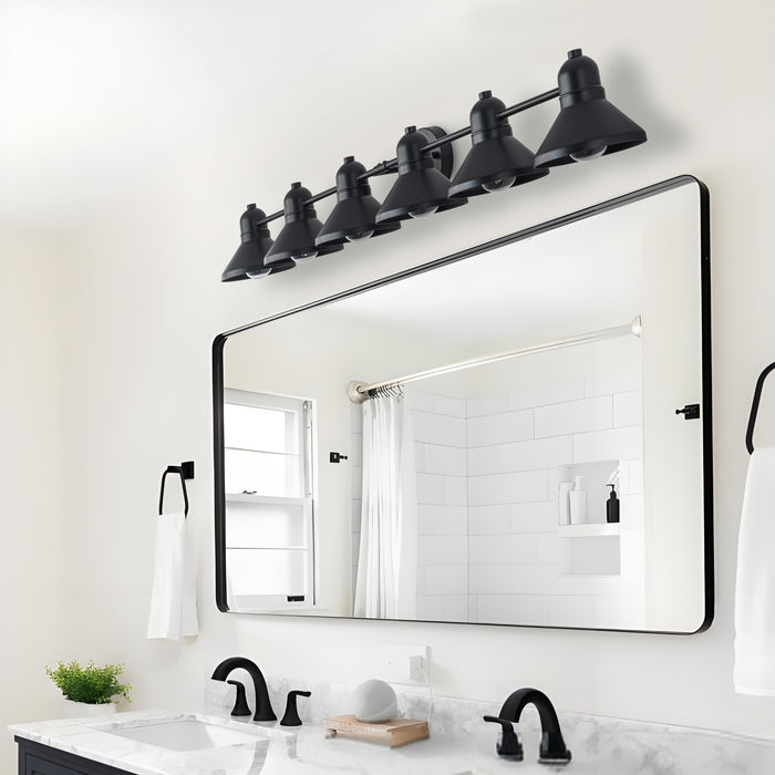 49 in. 6-Light Powder-coated Black Vanity Light Fixture