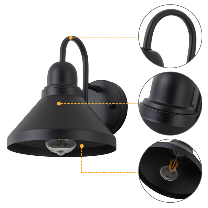 2-Pack 9.25 in. Matte Black Gooseneck Outdoor Barn Light Sconce