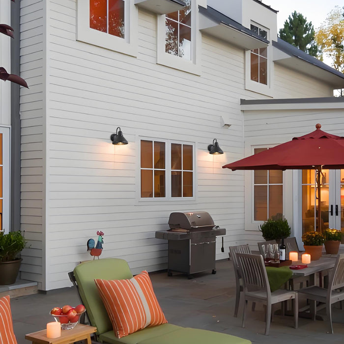 2-Pack 9.25 in. Matte Black Gooseneck Outdoor Barn Light Sconce