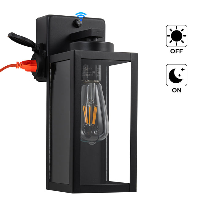 2-Pack 12.5in. Dusk to Dawn Outdoor Wall Lantern Sconce with Built-in Outlet