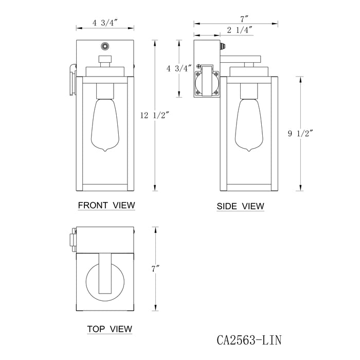 2-Pack 12.5in. Dusk to Dawn Outdoor Wall Lantern Sconce with Built-in Outlet