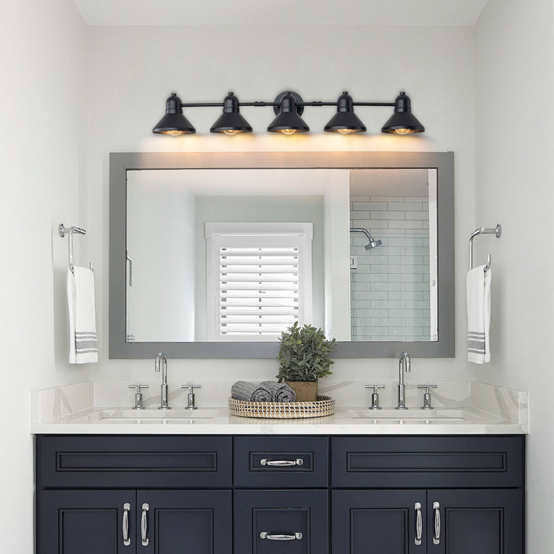 40.5 in. 5-Light Powder-coated Black Vanity Light Fixture