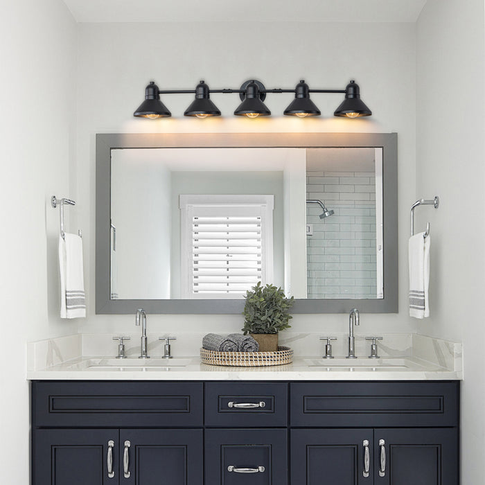 40.5 in. 5-Light Powder-coated Black Vanity Light Fixture