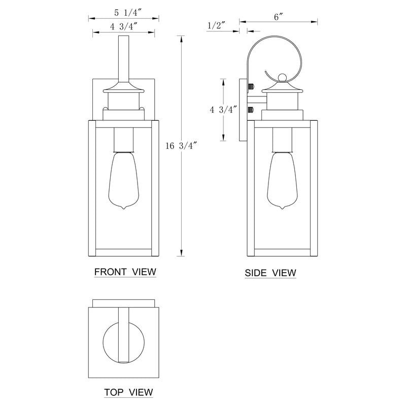 2-Pack 16.75in. Modern Matte Black Outdoor Wall Lantern Sconce with Seeded Glass