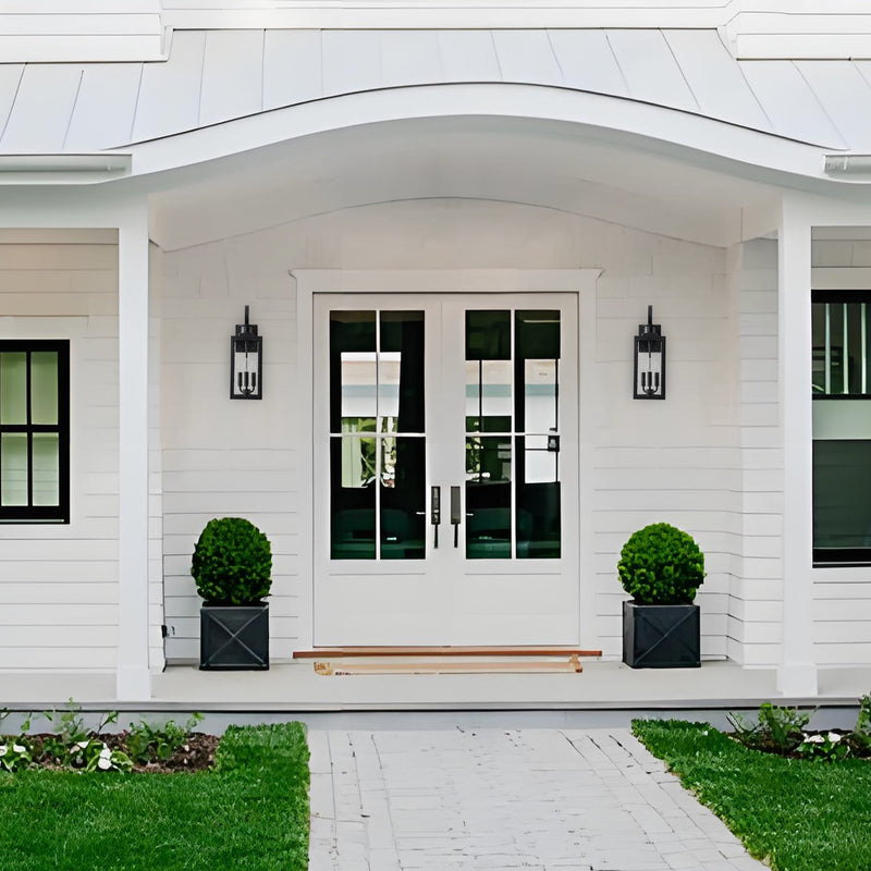 19in. 3-Light Motion Sensor & Dusk to Dawn Outdoor Wall Lantern with Seeded Glass and E12 Base Socket