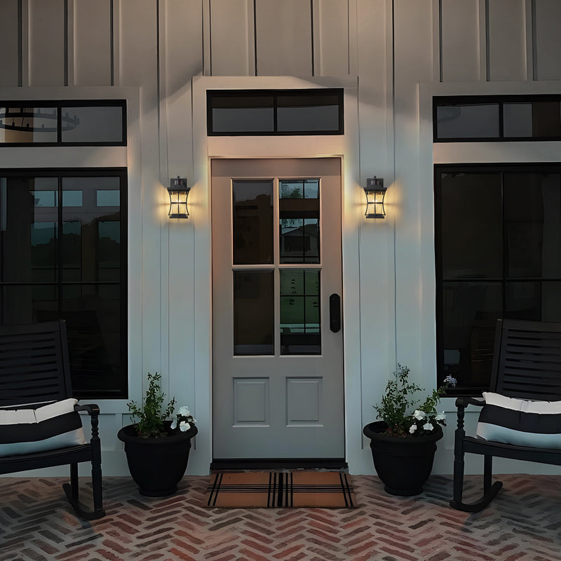 2-Pack 11.25in. Motion Sensor Outdoor Wall Sconce, Dusk to Dawn Exterior Light Fixtures with Seeded Glass