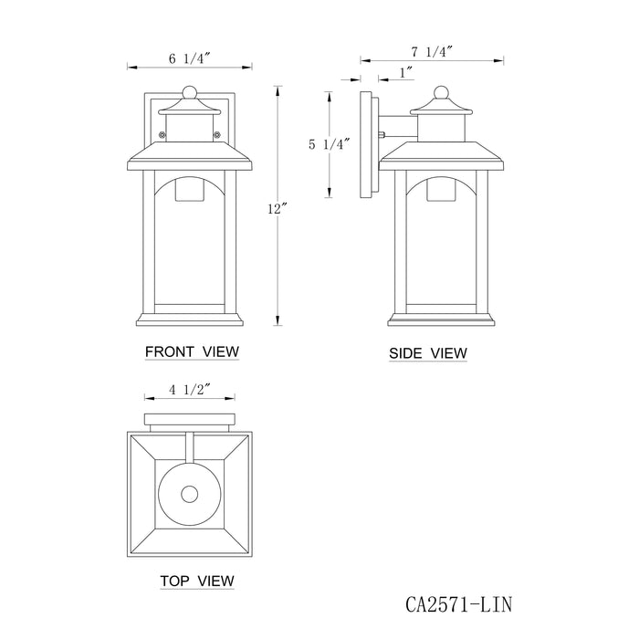 2-Pack 12in. Oil Rubbed Bronze Outdoor Wall Lantern with Water Ripple Glass