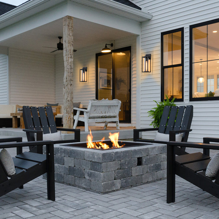 2 Pack Matte Black Outdoor Wall Light with Cylinder Clear Glass Shade