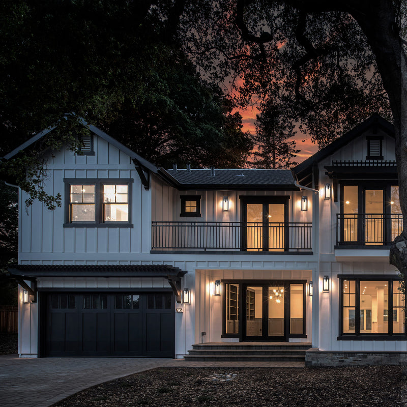 2 Pack Matte Black Outdoor Wall Light with Cylinder Clear Glass Shade