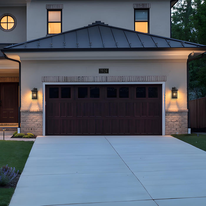 2 Pack Motion Sensor Dusk to Dawn Outdoor Wall Lantern Sconce with Clear Seeded Glass