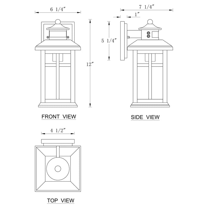 2 Pack Motion Sensor Dusk to Dawn Outdoor Wall Lantern Sconce with Clear Seeded Glass