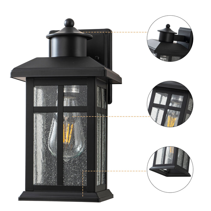 2 Pack Outdoor Wall Lantern Sconce with Clear Seeded Glass