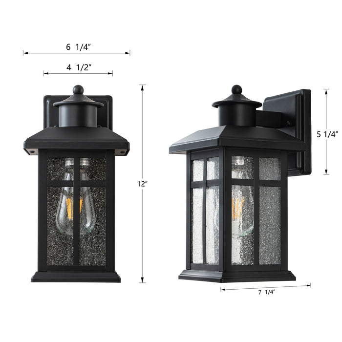 2 Pack Outdoor Wall Lantern Sconce with Clear Seeded Glass