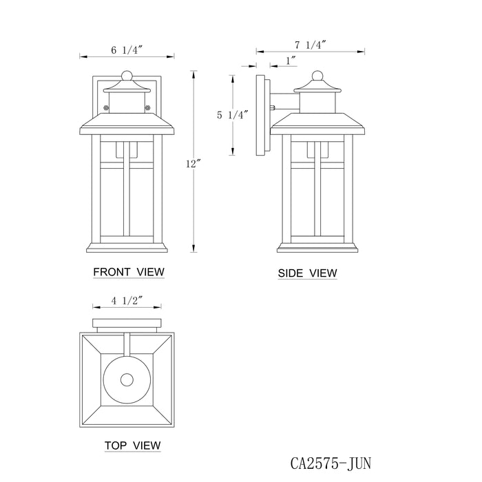 2 Pack Outdoor Wall Lantern Sconce with Clear Seeded Glass