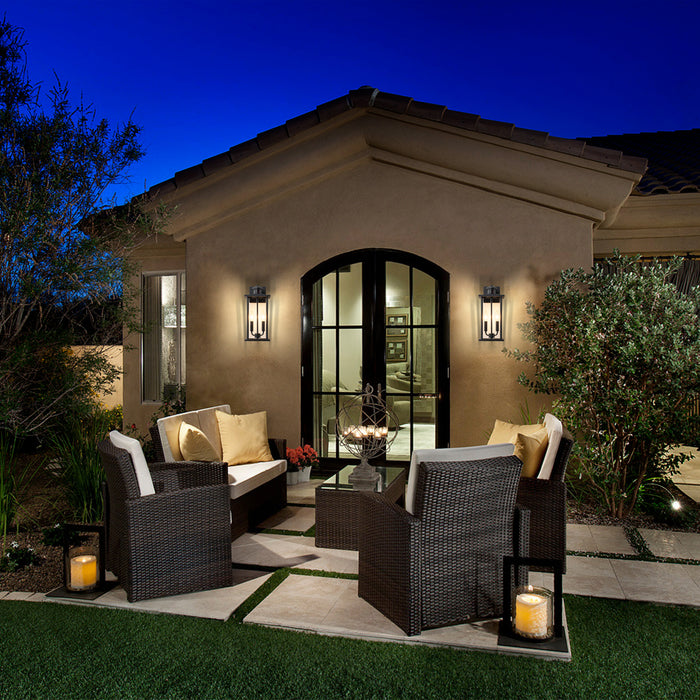 2 Pack Classic Matte Black Motion Sensor Dusk to Dawn Outdoor Wall Lantern